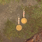 Orange Moonstone Dangle Earrings in Bronze