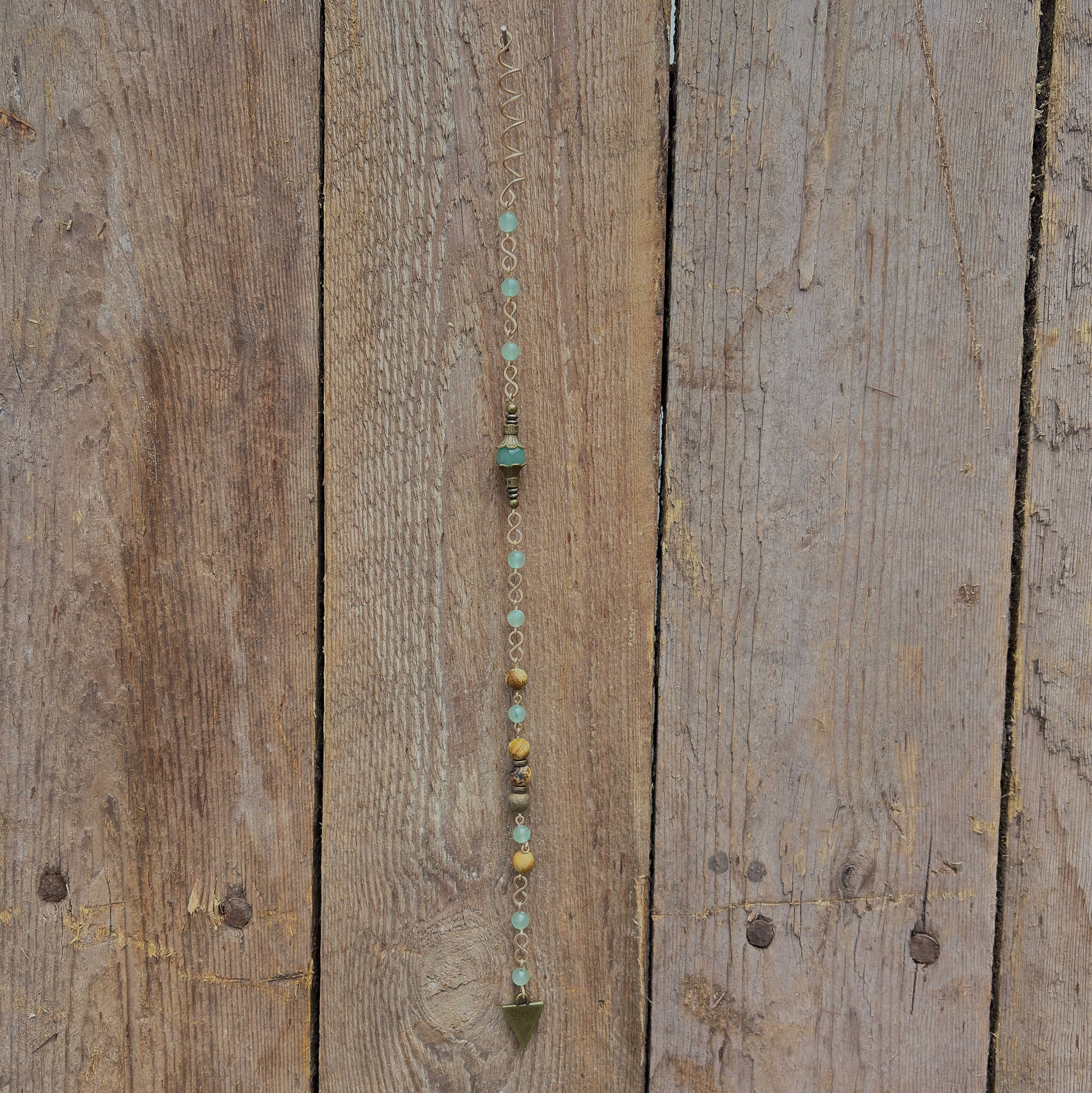 Aventurine & Landscape Jasper Hair Twist in Bronze