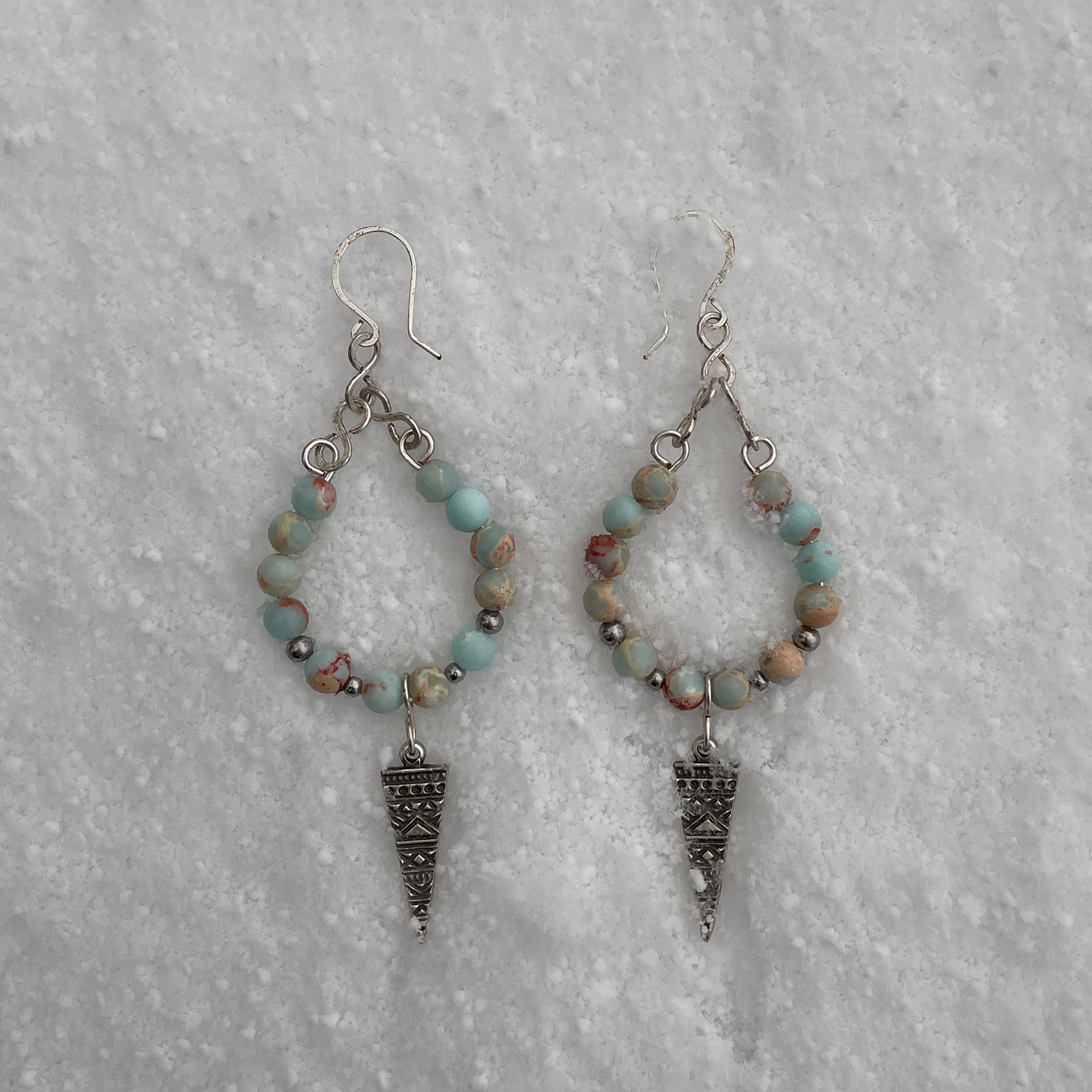 Sea Sediment Jasper Charm Earrings in Stainless Steel