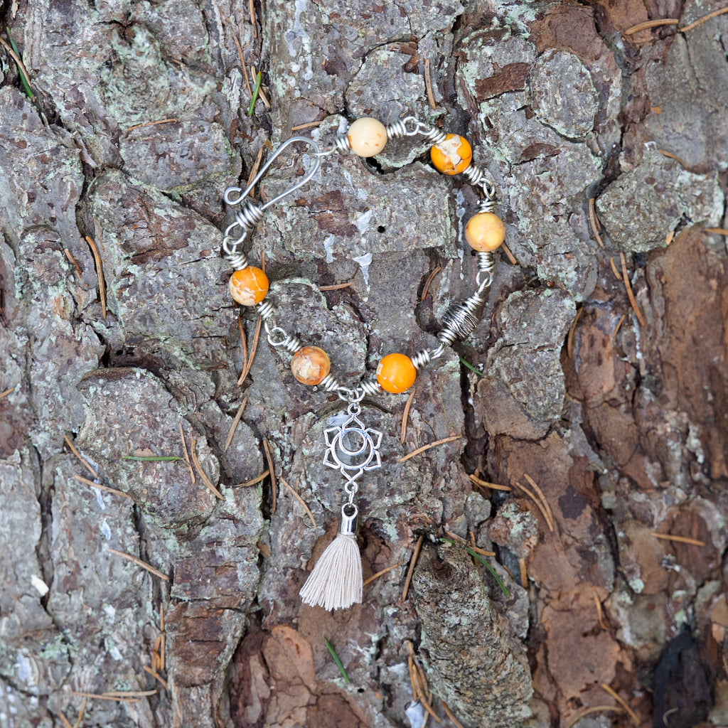 Sacral Chakra Bracelet – Svadhisthana in Stainless Steel with Orange Jasper
