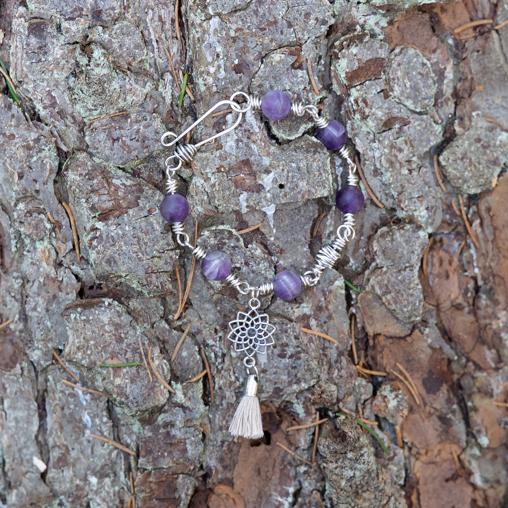 Crown Chakra Bracelet – Sahasrara in Stainless Steel with Amethyst