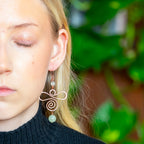 Prehnite Spiral Earrings in Copper