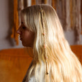 Orange Moonstone Hair Twist with Chains and Charm in Brass