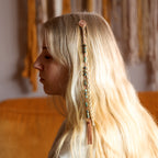 African Turquoise Hair Twist with Leather Tassel in Copper