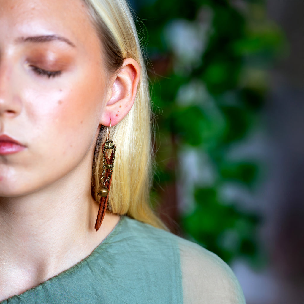 Suede Fringe Earrings in Bronze