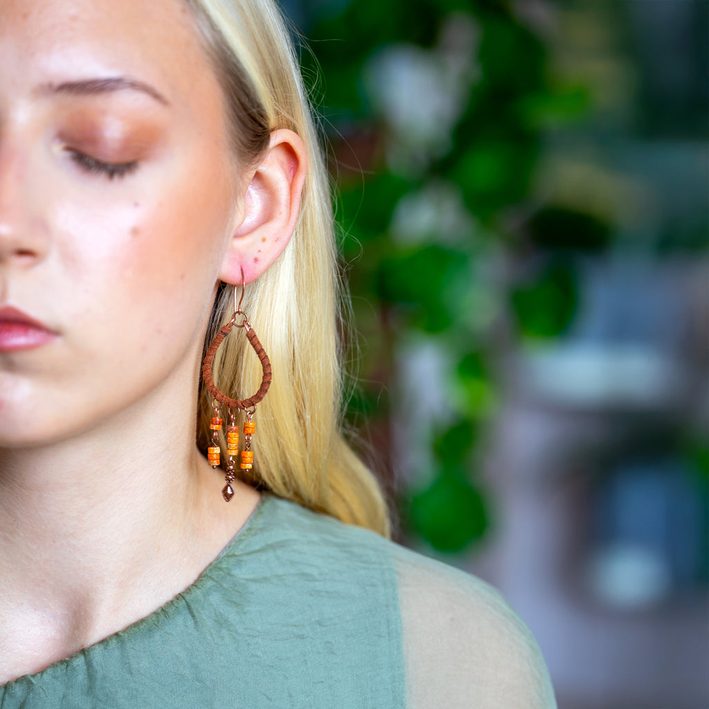 Sea Sediment Jasper Drop Earrings in Copper