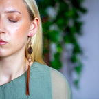 Orange Moonstone Fringe Earrings in Copper