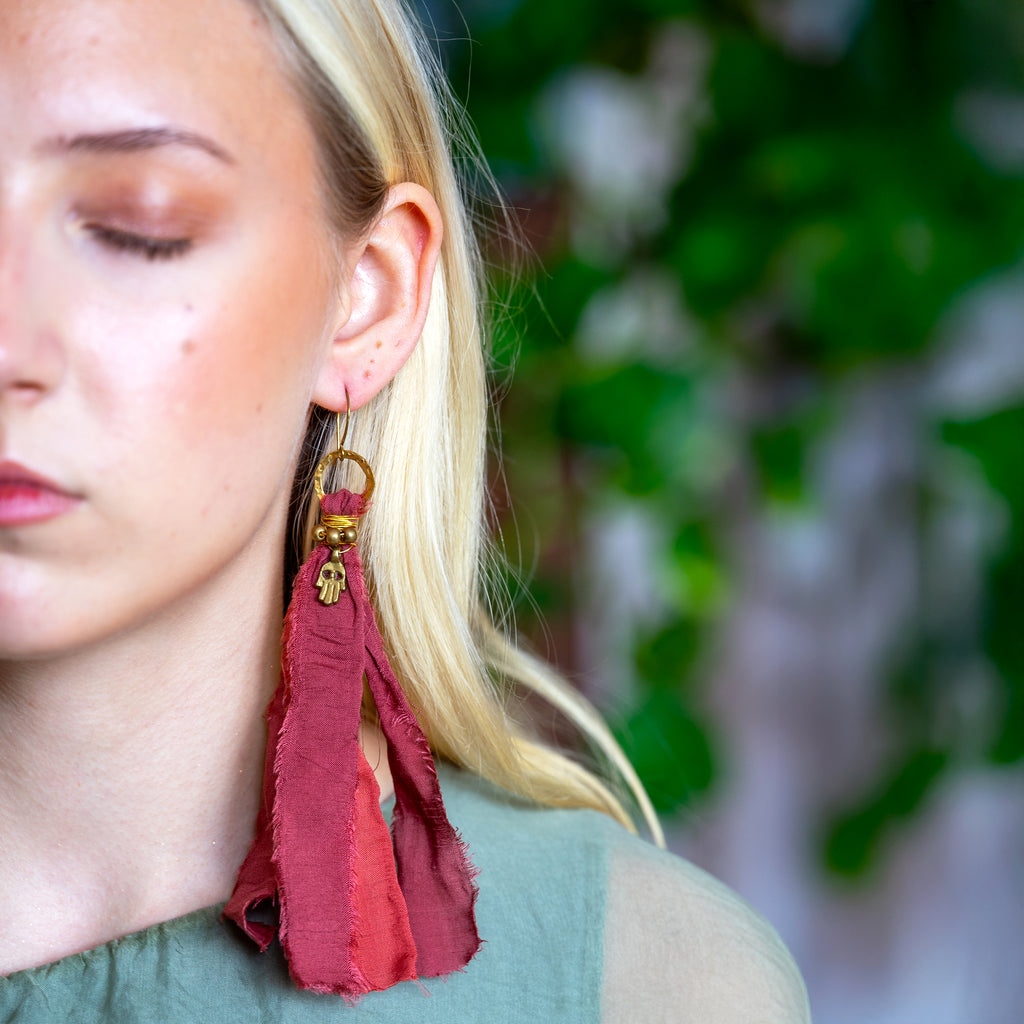 Fabric Flow Earrings in Brass