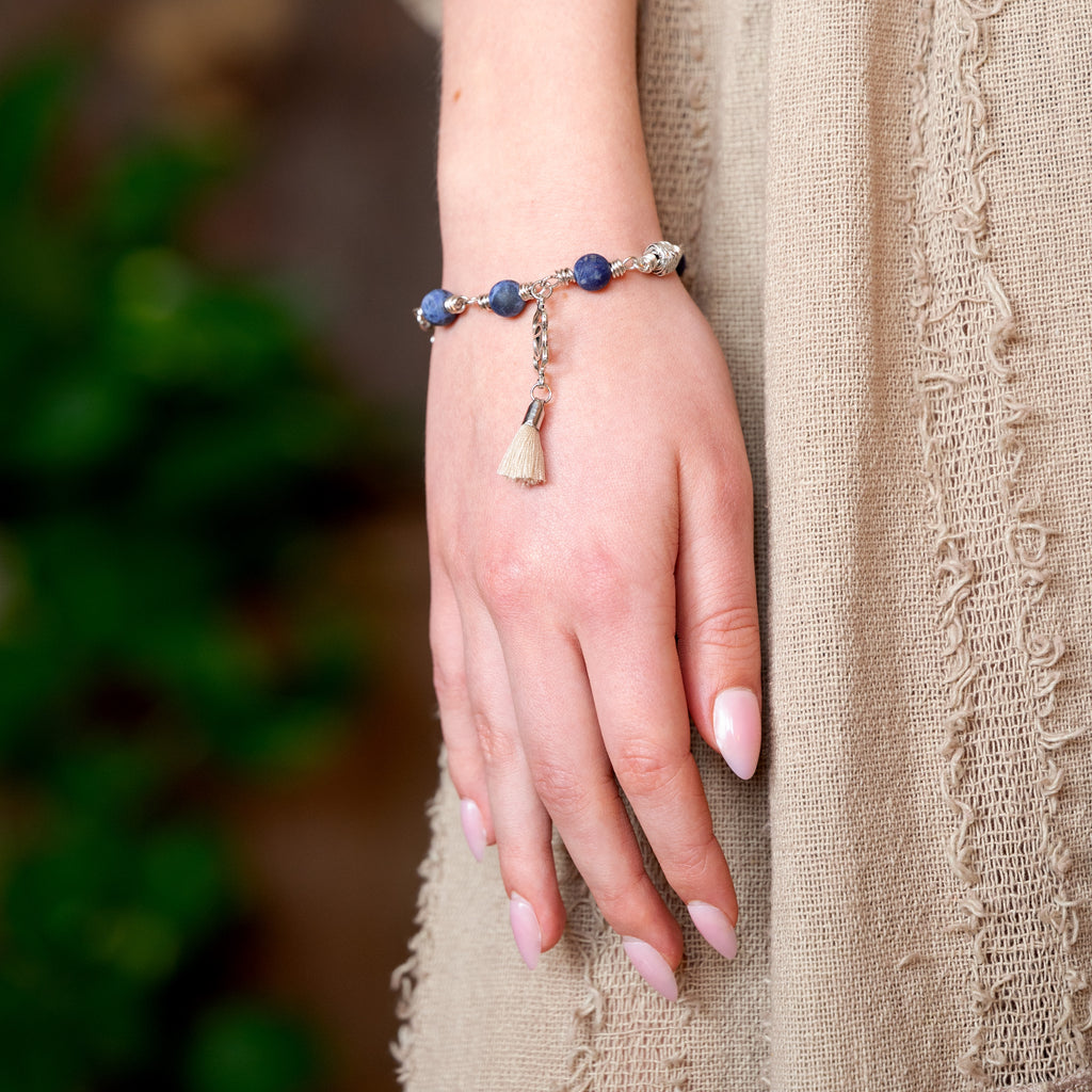 Third Eye Chakra Bracelet – Ajna in Stainless Steel with Blue Sodalite