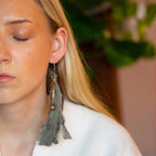 Fabric Fringe Earrings in Bronze