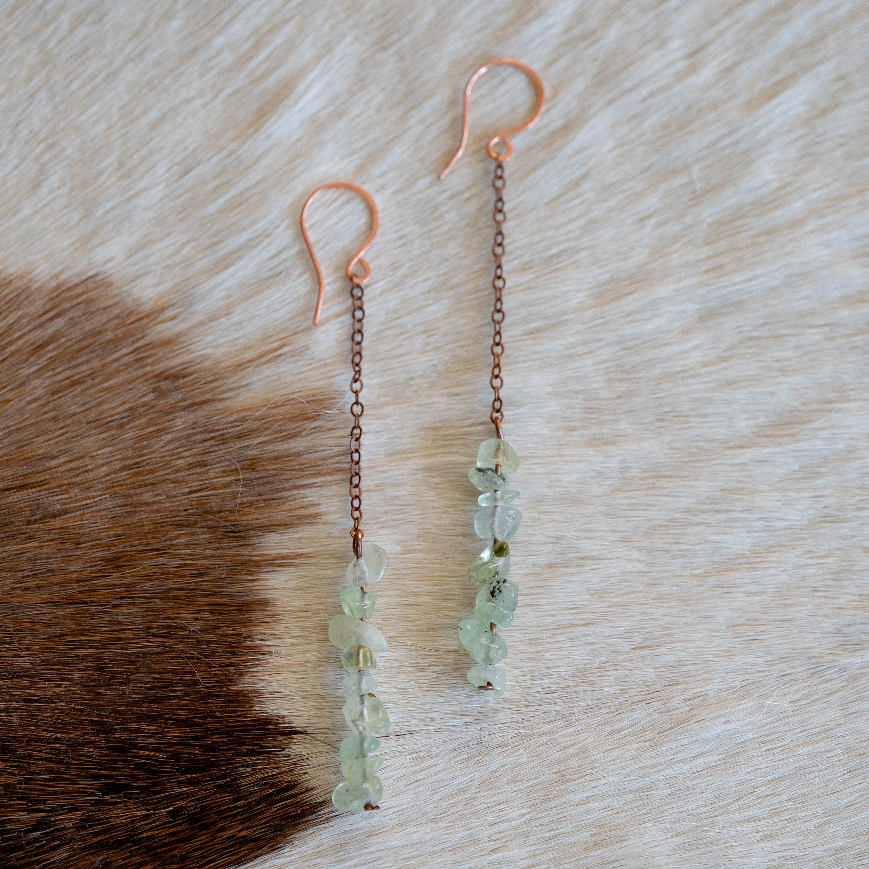 Prehnite Drop Earrings in Copper