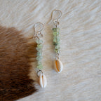 Prehnite and Shell Earrings in Stainless Steel
