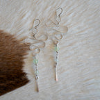 Prehnite Snake Flow Earrings in Stainless Steel