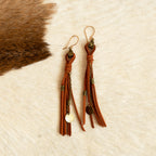 Suede Leather Tassel Earrings in Bronze