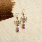 Amethyst Lotus Earrings in Stainless Steel