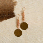 Orange Moonstone Dangle Earrings in Bronze