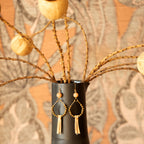 Orange Moonstone with Leather Fringe Earrings in Bronze