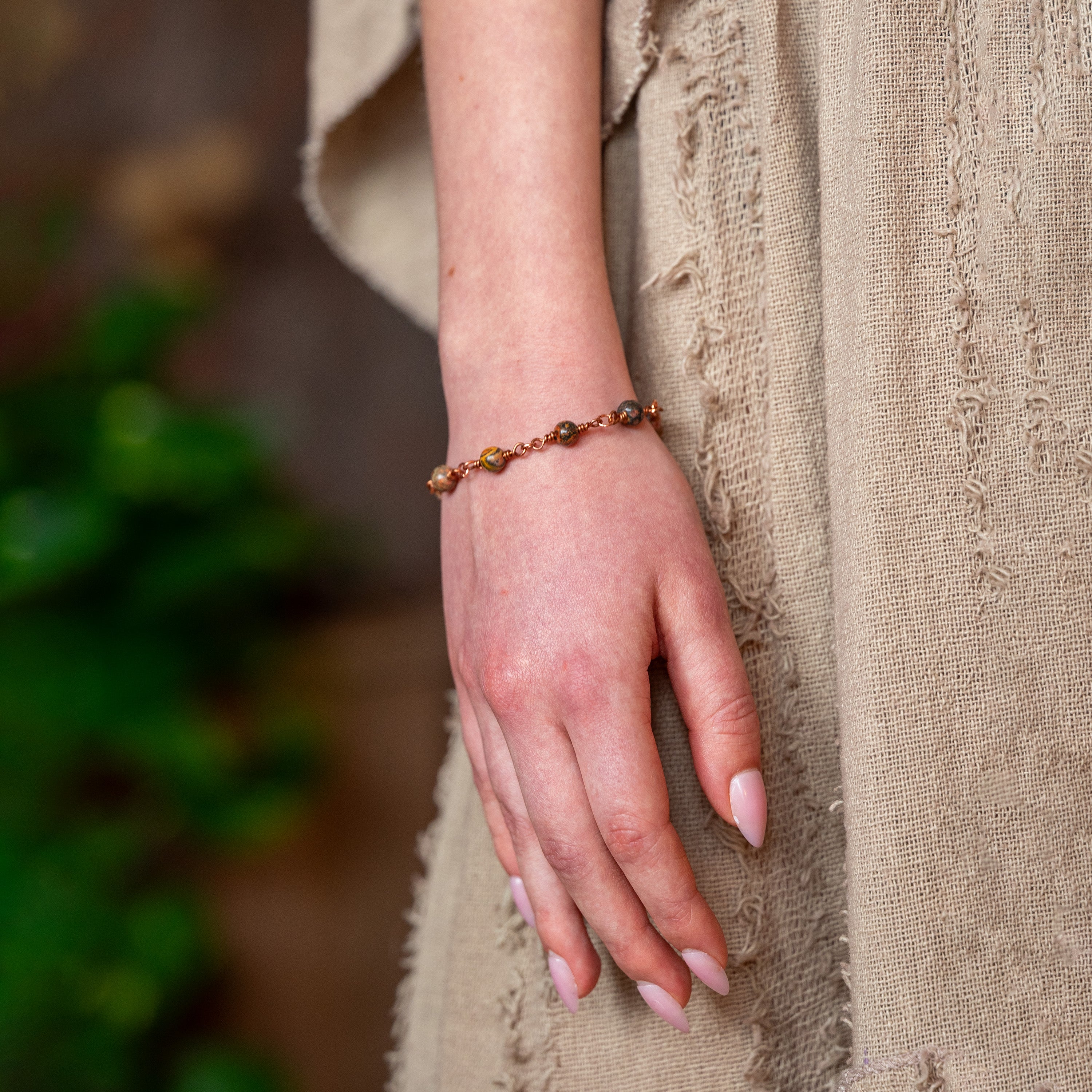Leopard Skin Jasper Bracelet in Copper