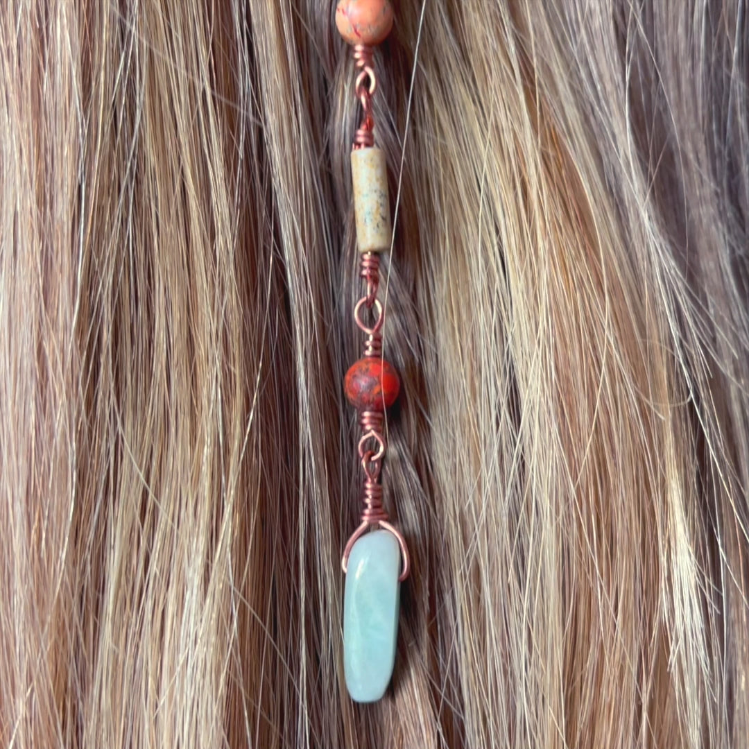 Mixed Jasper & Amazonite Hair Twist in Copper